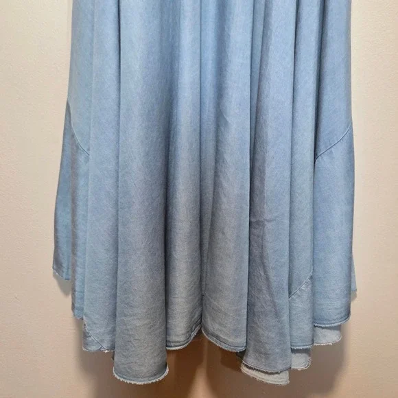 Tempo Paris Oversized Maxi Dress Blue Chambray Women M Lagenlook Coastal Cowgirl - Picture 8 of 10